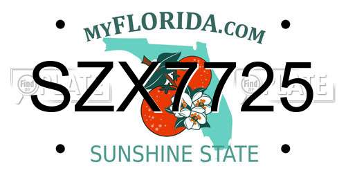 SZX7725 Florida License Plate