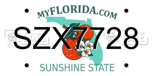 SZX7728 Florida License Plate