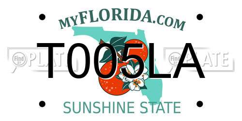 T005LA Florida License Plate
