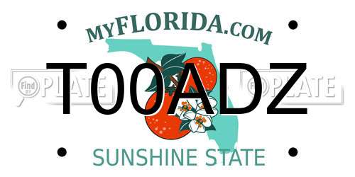 T00ADZ Florida License Plate
