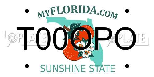T00OPO Florida License Plate