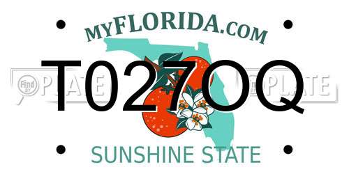 T027OQ Florida License Plate