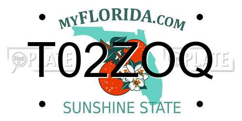 T02ZOQ Florida License Plate