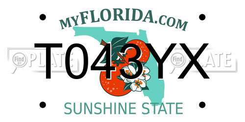 T043YX Florida License Plate