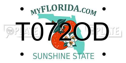T072OD Florida License Plate