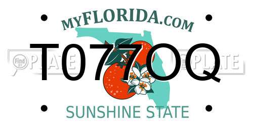 T077OQ Florida License Plate
