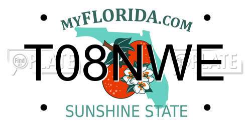 T08NWE Florida License Plate