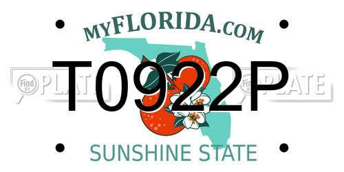 T0922P Florida License Plate