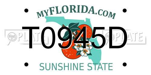 T0945D Florida License Plate