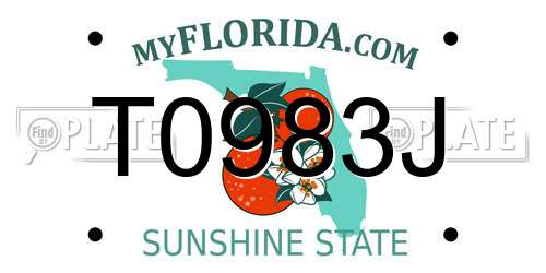 T0983J Florida License Plate