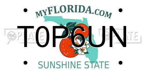 T0P6UN Florida License Plate