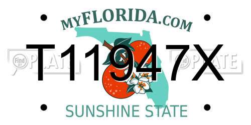T11947X Florida License Plate