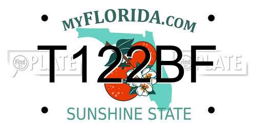 T122BF Florida License Plate