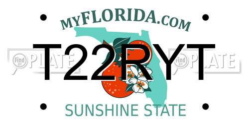 T22RYT Florida License Plate