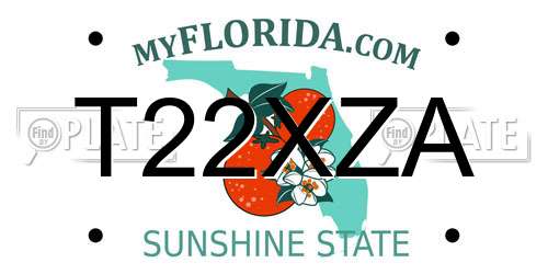 T22XZA Florida License Plate