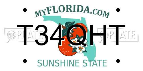 T34QHT Florida License Plate
