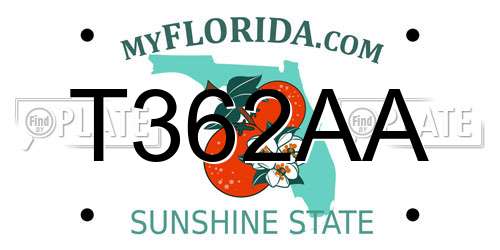 T362AA Florida License Plate