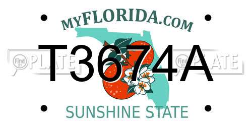 T3674A Florida License Plate