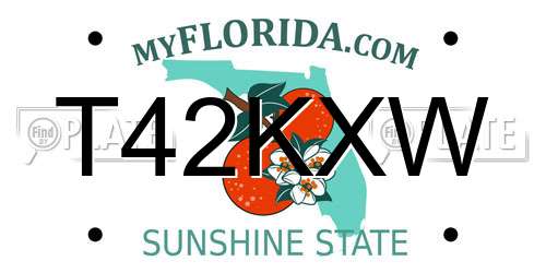 T42KXW Florida License Plate