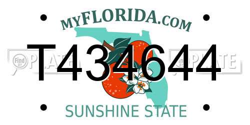 T434644 Florida License Plate