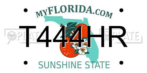 T444HR Florida License Plate