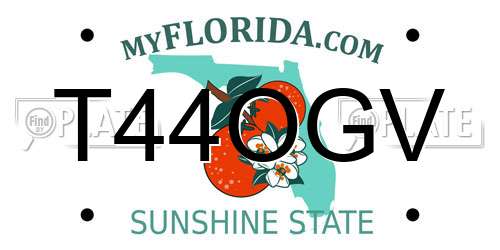 T44OGV Florida License Plate