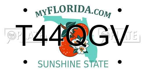T44QGV Florida License Plate