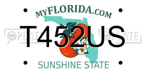 T452US Florida License Plate