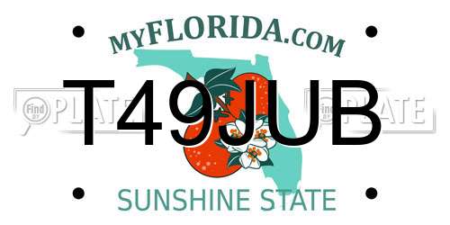 T49JUB Florida License Plate