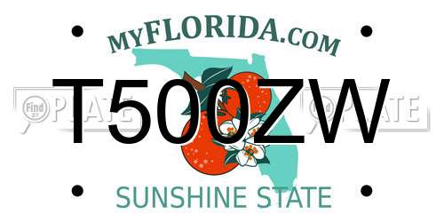 T500ZW Florida License Plate