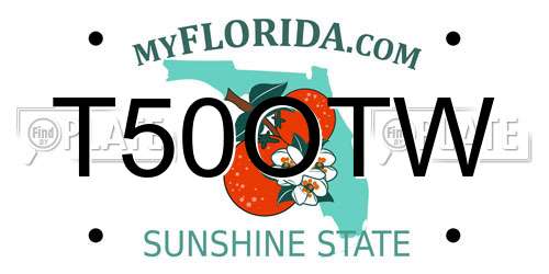 T50OTW Florida License Plate
