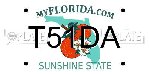 T51DA Florida License Plate