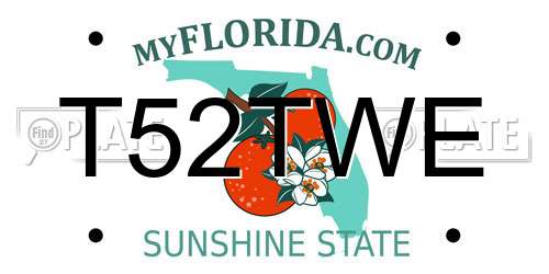 T52TWE Florida License Plate