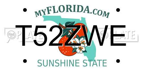 T52ZWE Florida License Plate