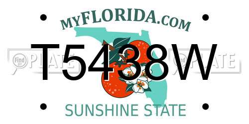 T5438W Florida License Plate