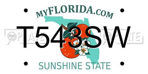 T543SW Florida License Plate