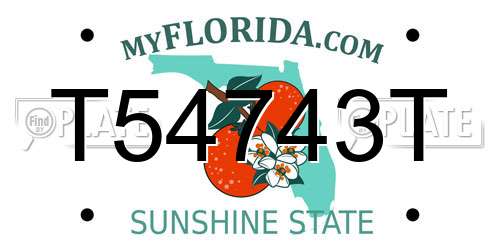 T54743T Florida License Plate