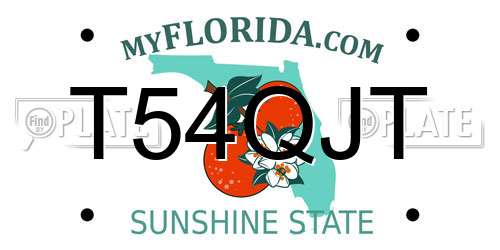T54QJT Florida License Plate