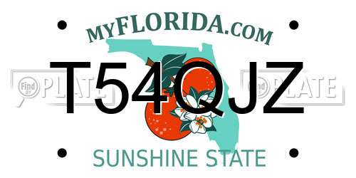 T54QJZ Florida License Plate