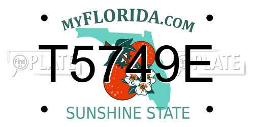 T5749E Florida License Plate