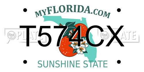 T574CX Florida License Plate