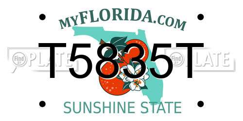 T5835T Florida License Plate
