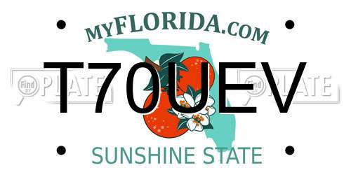 T70UEV Florida License Plate