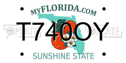 T740OY Florida License Plate