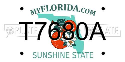 T7680A Florida License Plate