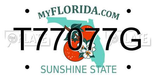 T77077G Florida License Plate