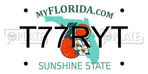 T77RYT Florida License Plate