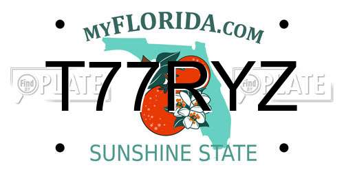 T77RYZ Florida License Plate