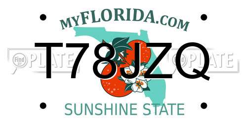 T78JZQ Florida License Plate