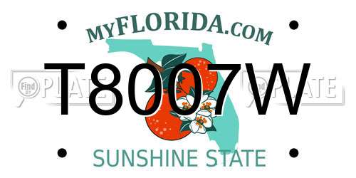 T8007W Florida License Plate